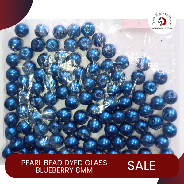 Alternative view of Pearl Bead Dyed Glass Blueberry 8mm