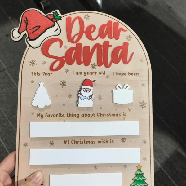 Alternative view of "Dear Santa" Wooden Sign