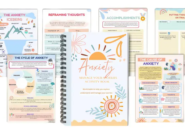 Anxiety Management Workbook with CBT Worksheets & Journal