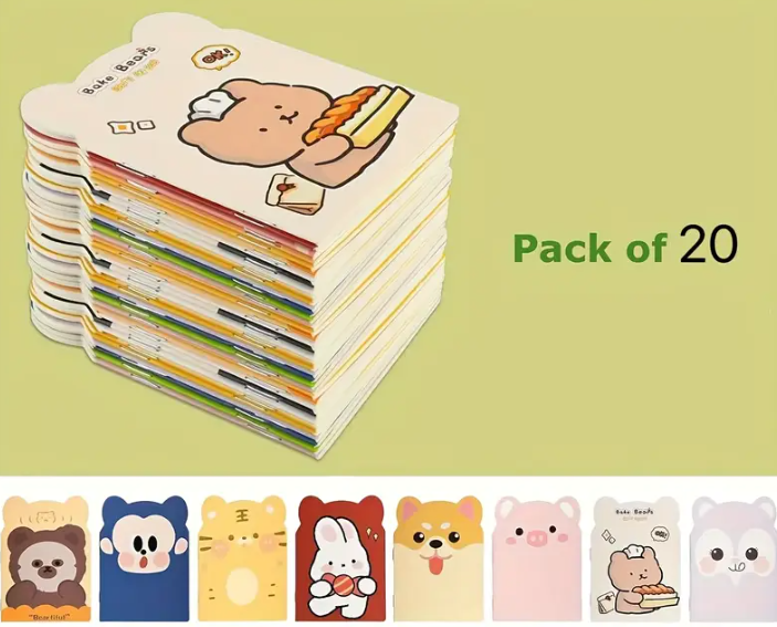 20 Mini Animal Notebook Set