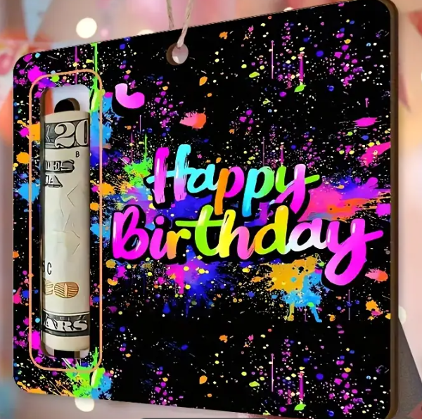 Happy Birthday Wooden Money Gift Card