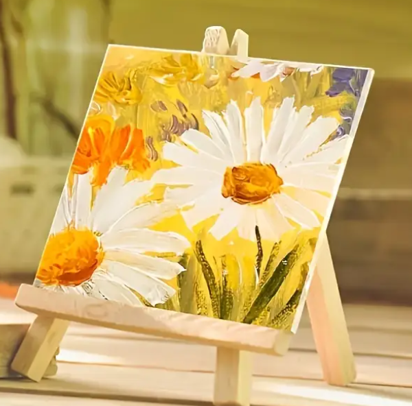 Alternative view of 12pcs White Canvas & Easel Art Set with 12 Recycled Wood Frames (8x12.5cm) & 12 Blank Panels (7.5x7.5cm)