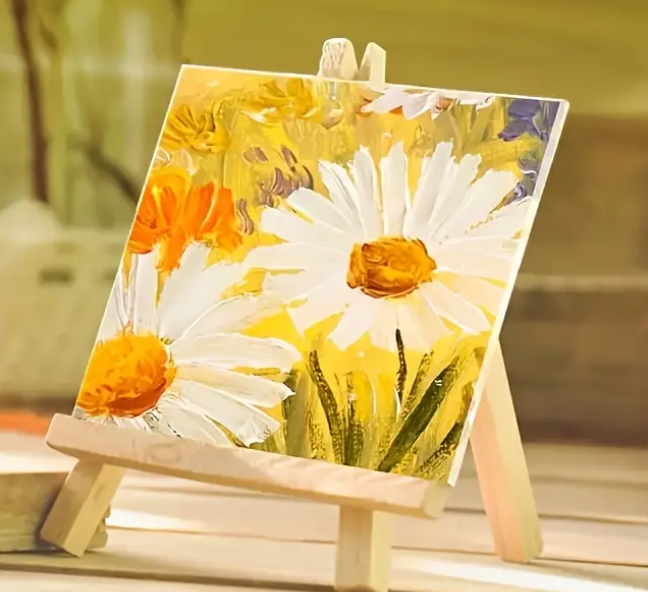 12pcs White Canvas & Easel Art Set with 12 Recycled Wood Frames (8x12.5cm) & 12 Blank Panels (7.5x7.5cm) - Image 2