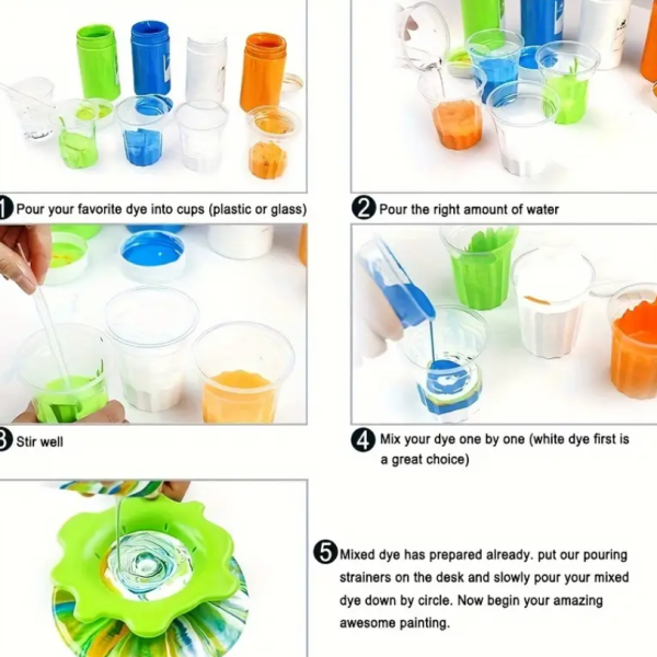 Alternative view of 5pcs Silicone & Plastic Drainage Baskets Painting Kit with Unique Patterns