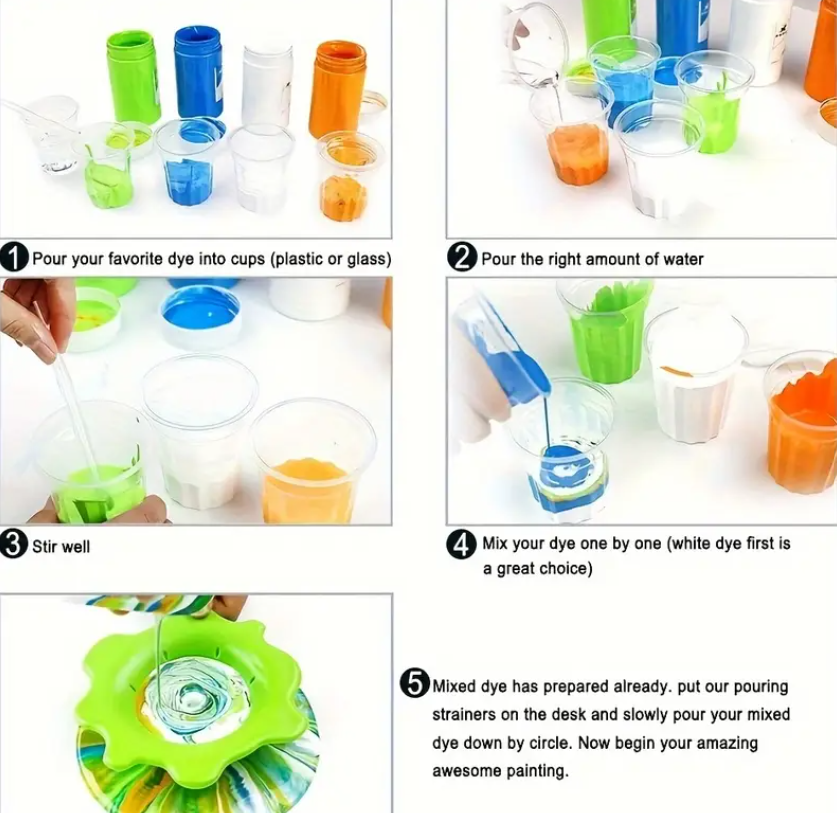 5pcs Silicone & Plastic Drainage Baskets Painting Kit with Unique Patterns - Image 2