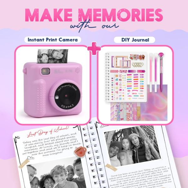 Alternative view of Photomaker Kit - Instant Print Camera for Kids + DIY Journal Kit (150 Pcs Lilac Set)