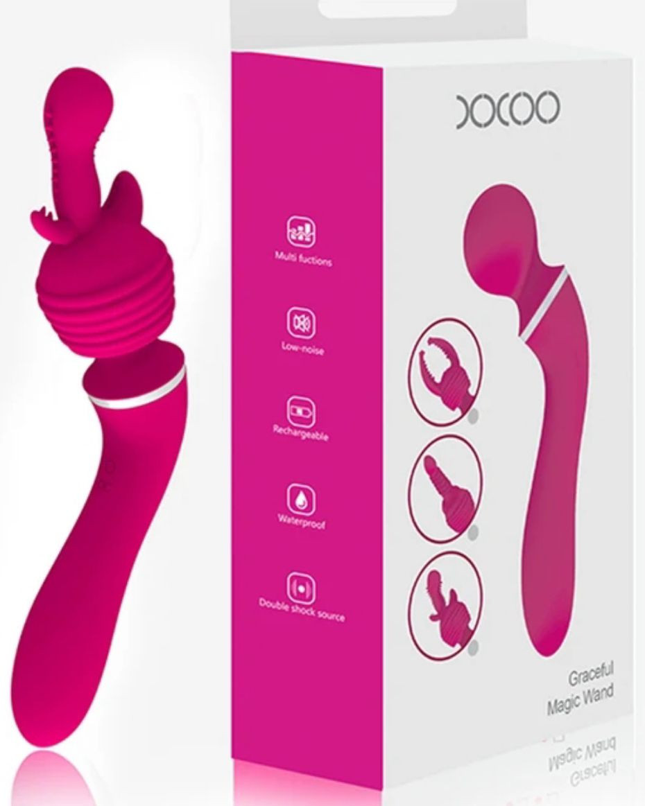 Wand Vibrator Set – Powerful Double Ended Vibrator with 3 Replaceable Heads