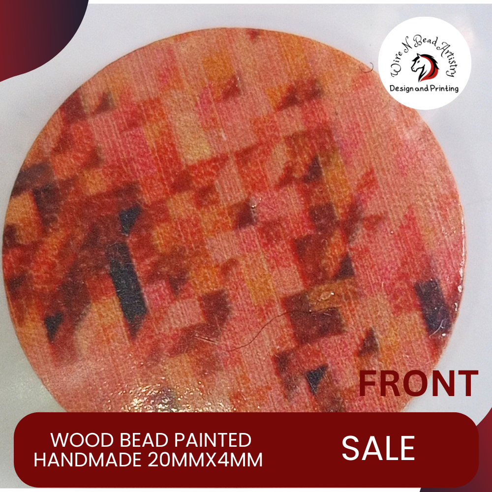 Wood Bead Painted Variety Pattern 20mmx4mm