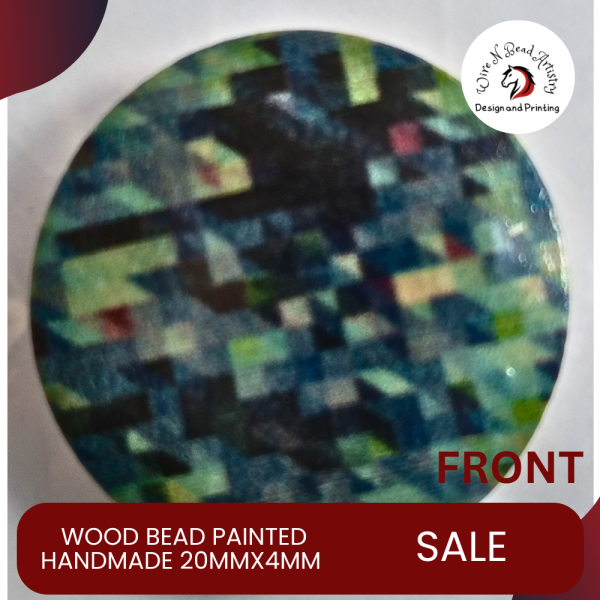 Wood Bead Painted Variety Pattern 20mmx4mm