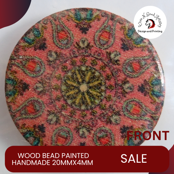 Wood Bead Painted Variety Pattern 20mmx4mm
