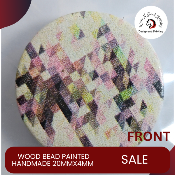 Wood Bead Painted Variety Pattern 20mmx4mm
