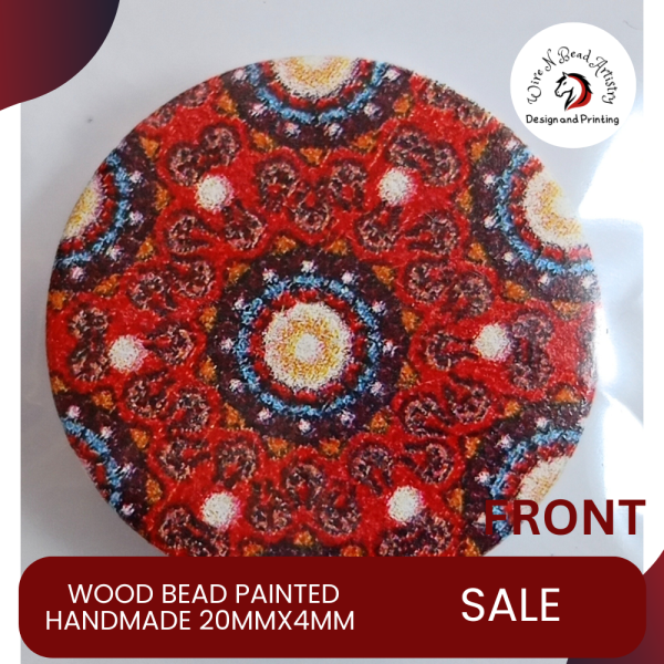 Wood Bead Painted Variety Pattern 20mmx4mm