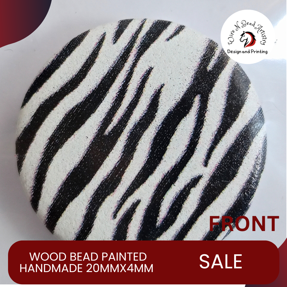Wood Bead Painted Variety Pattern 20mmx4mm
