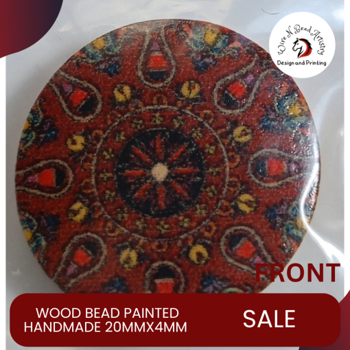 Wood Bead Painted Variety Pattern 20mmx4mm