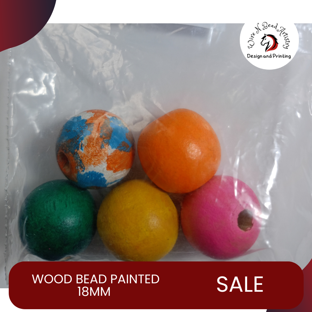 Wood Bead Painted Variety Pattern 18mm - Image 2