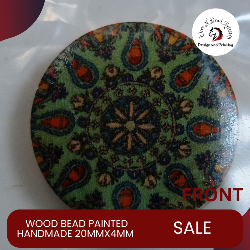 Wood Bead Painted Variety Pattern 20mmx4mm