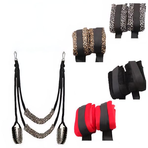 BDSM Ceiling Sex Swing with Seat Cushion, Full Rotation, Bondage Slave Soft Plush Sex Slings with Adjustable Straps, Hanging Handcuffs Leg Restraints Spreader Adult Sex Toys for Couple