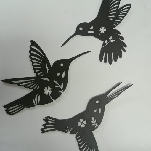 Metal Wall Art- 3 pieces Hummingbirds (7")