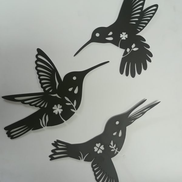 Metal Wall Art- 3 pieces Hummingbirds (7")