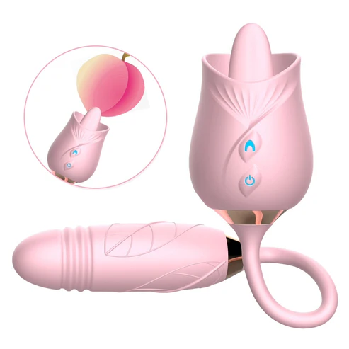 Licking Rose with Thrusting Bullet Vibrator Sex Toys for Women, Rose Adult Toys with G Spot Vibrators Nipple Clit Anal Rose Sex Toy - 9 Modes, Hands-Free Thrusting Dildos, Soft Tongue Licking, Couples Female Adult Sex Toys Games - Image 7