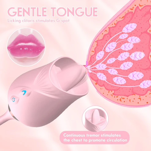 Licking Rose with Thrusting Bullet Vibrator Sex Toys for Women, Rose Adult Toys with G Spot Vibrators Nipple Clit Anal Rose Sex Toy - 9 Modes, Hands-Free Thrusting Dildos, Soft Tongue Licking, Couples Female Adult Sex Toys Games - Image 6