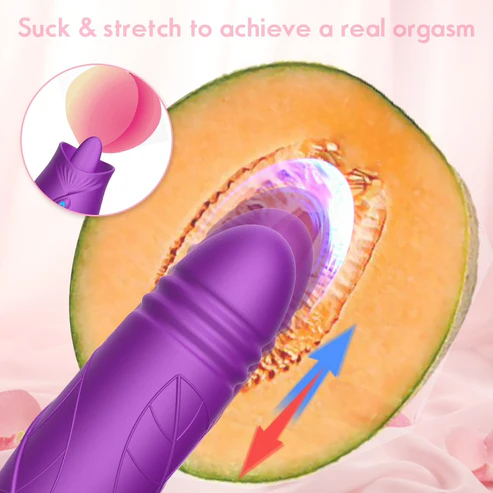Alternative view of Licking Rose with Thrusting Bullet Vibrator Sex Toys for Women, Rose Adult Toys with G Spot Vibrators Nipple Clit Anal Rose Sex Toy - 9 Modes, Hands-Free Thrusting Dildos, Soft Tongue Licking, Couples Female Adult Sex Toys Games