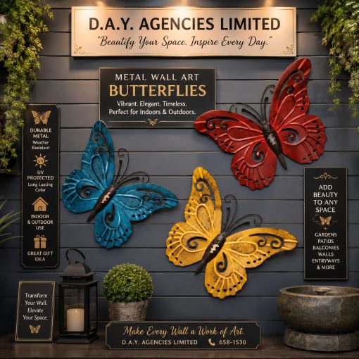 Metal Wall Art - 3 pieces Butterflies (7")