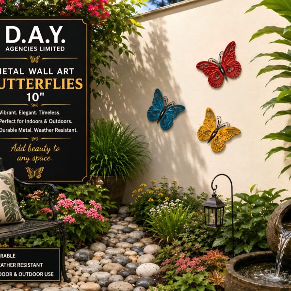 Alternative view of Metal Wall Art - 3 pieces Butterflies (7")