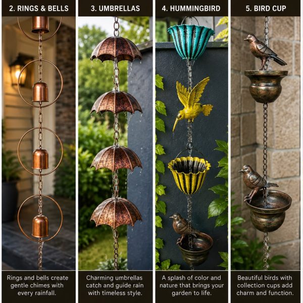 Alternative view of Rain Chain- Rings and Bells (46-1/2" Length)