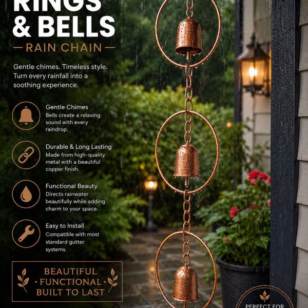 Rain Chain- Rings and Bells (46-1/2" Length)