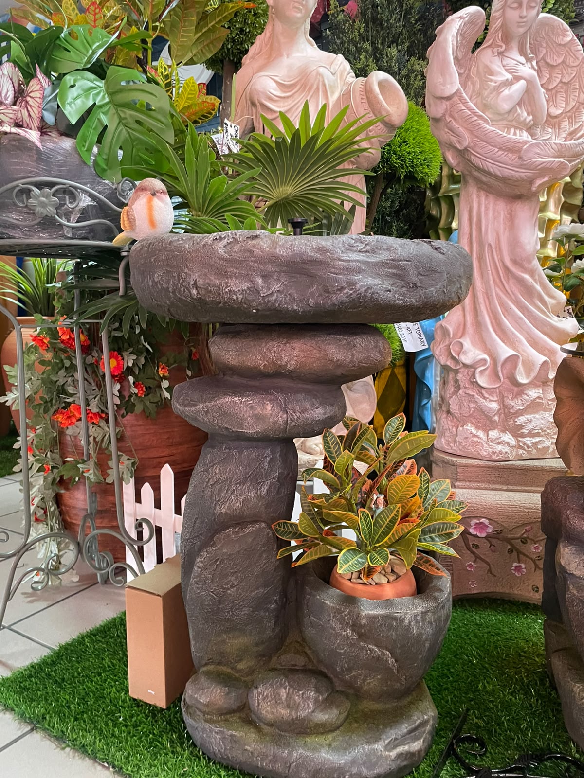 The Whispering Stone- Solar Bird Bath (28"H x 18.5"W) - Image 2