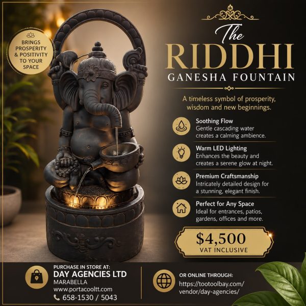 The Riddhi Ganesha Fountain (45"H x 20"W)
