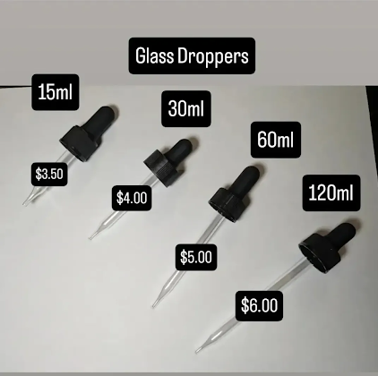 15ml, 30ml, 60ml, 120ml Glass Droppers