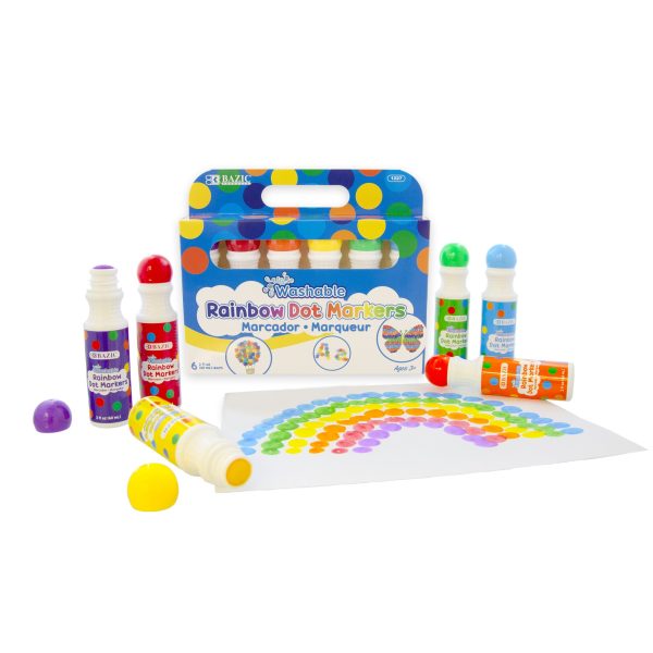 Bazic Rainbow Dot Markers - Washable