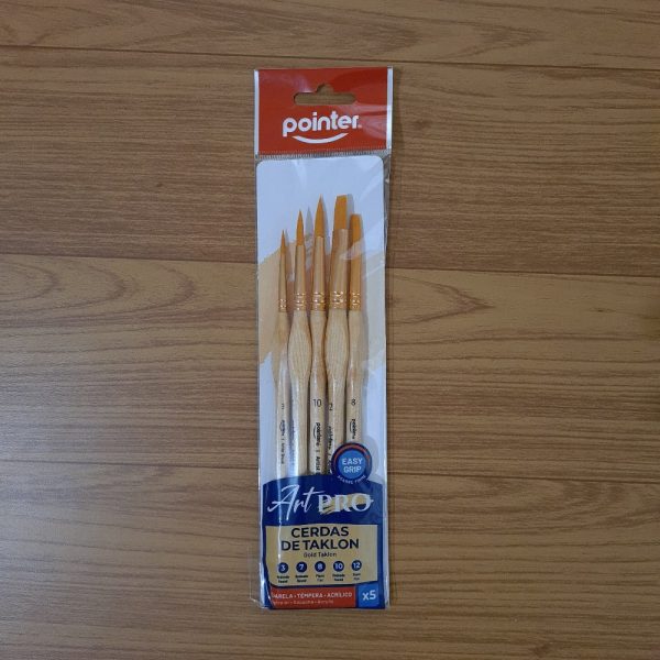 Pointer Art Pro Gold Taklon Paint Brushes 5 pcs