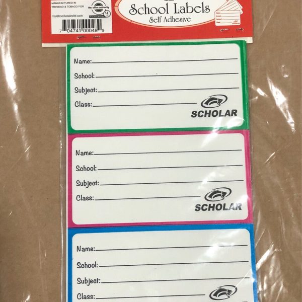Scholar School Labels Self Adhesive 12 pk