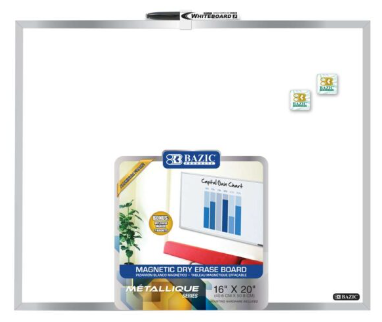 Bazic Magnetic Dry Erase Board With Marker - 16in x 20in