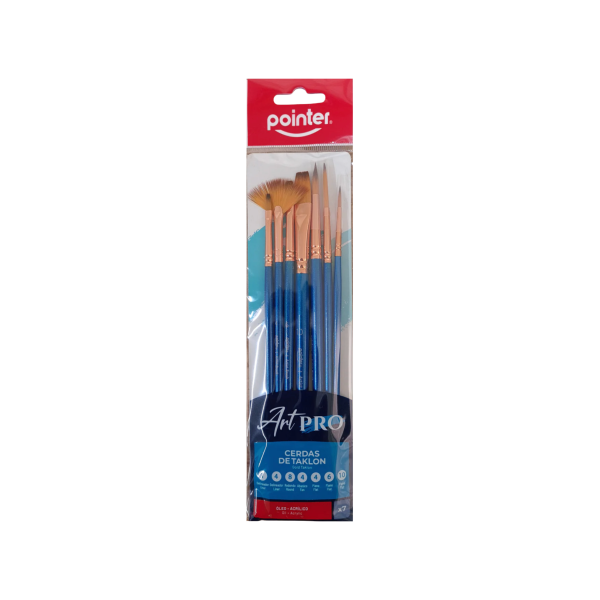 Pointer Art Pro Gold Taklon Paint Brushes 7 pcs