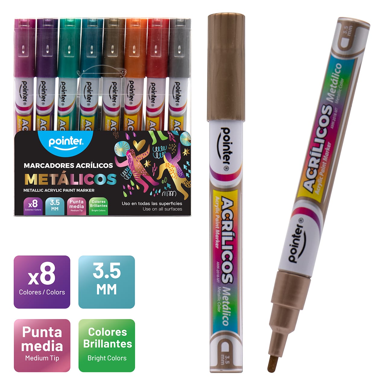 Pointer Marcadores Acrilicos Metallic Acrylic Paint Marker