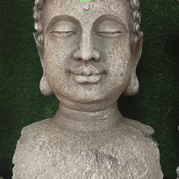 Alternative view of Buddha Head Statue (Grey) - 21"H x 12"W