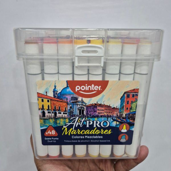 Pointer Art Pro Alcohol Markers, 48pcs, Dual Tip