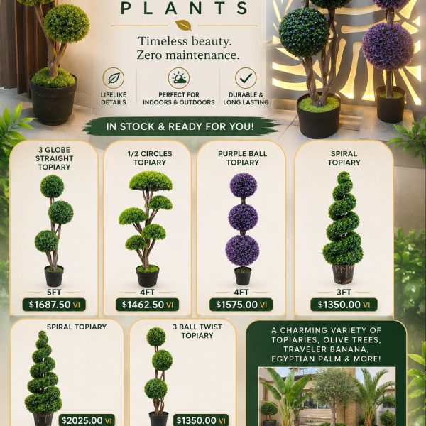 Alternative view of Faux Topiary Plant - Half Circles - (4ft)