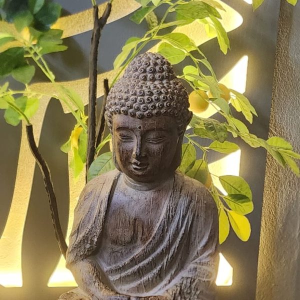 Alternative view of Antique Meditating Buddha 18"H x 11"W