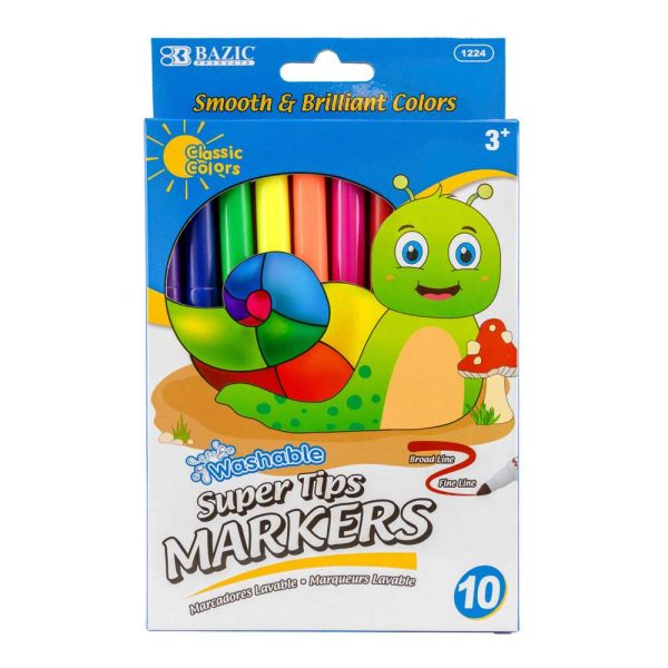 Bazic 10 Colours Super Tip Washable Markers