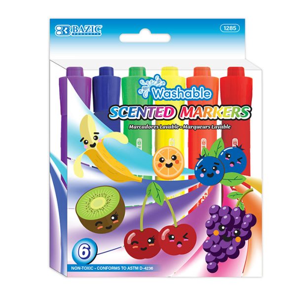 Bazic 6 Colours Washable Scented Markers