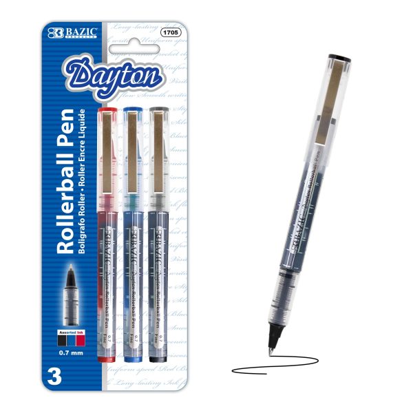 Bazic Dayton Assorted Colour Rollerball Pen with Metal Clip