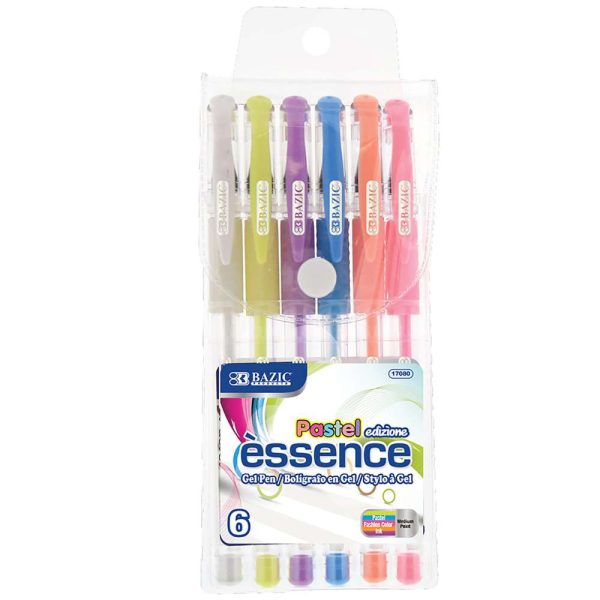Bazic 6 Pastel Colour Essence Gel Pen with Cushion Grip