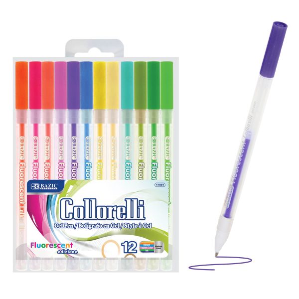 Bazic 12 Fluorescent Colour Collorelli Gel Pen