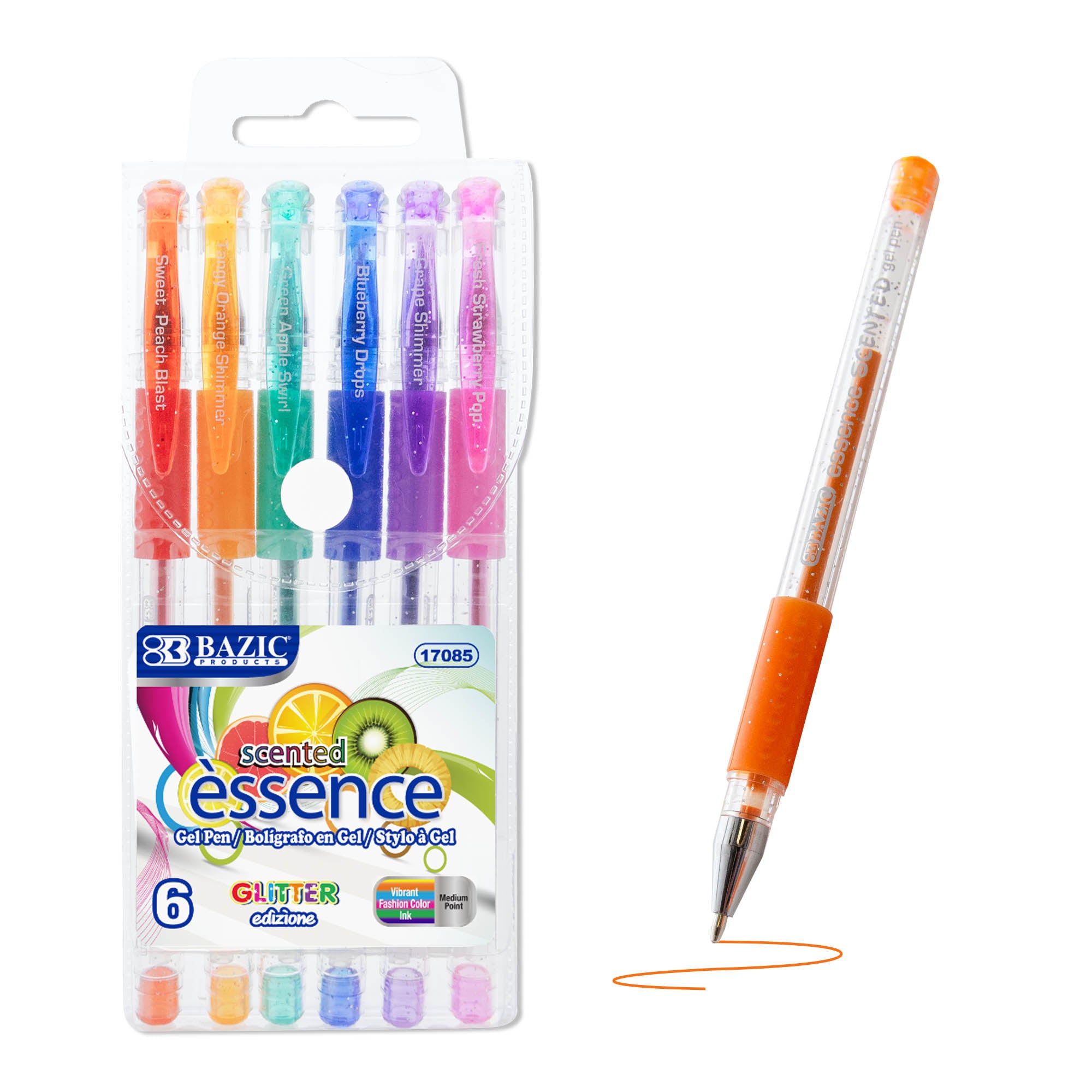 Bazic 5 Scented Glitter Colour Essence Gel Pen with Cushion Grip