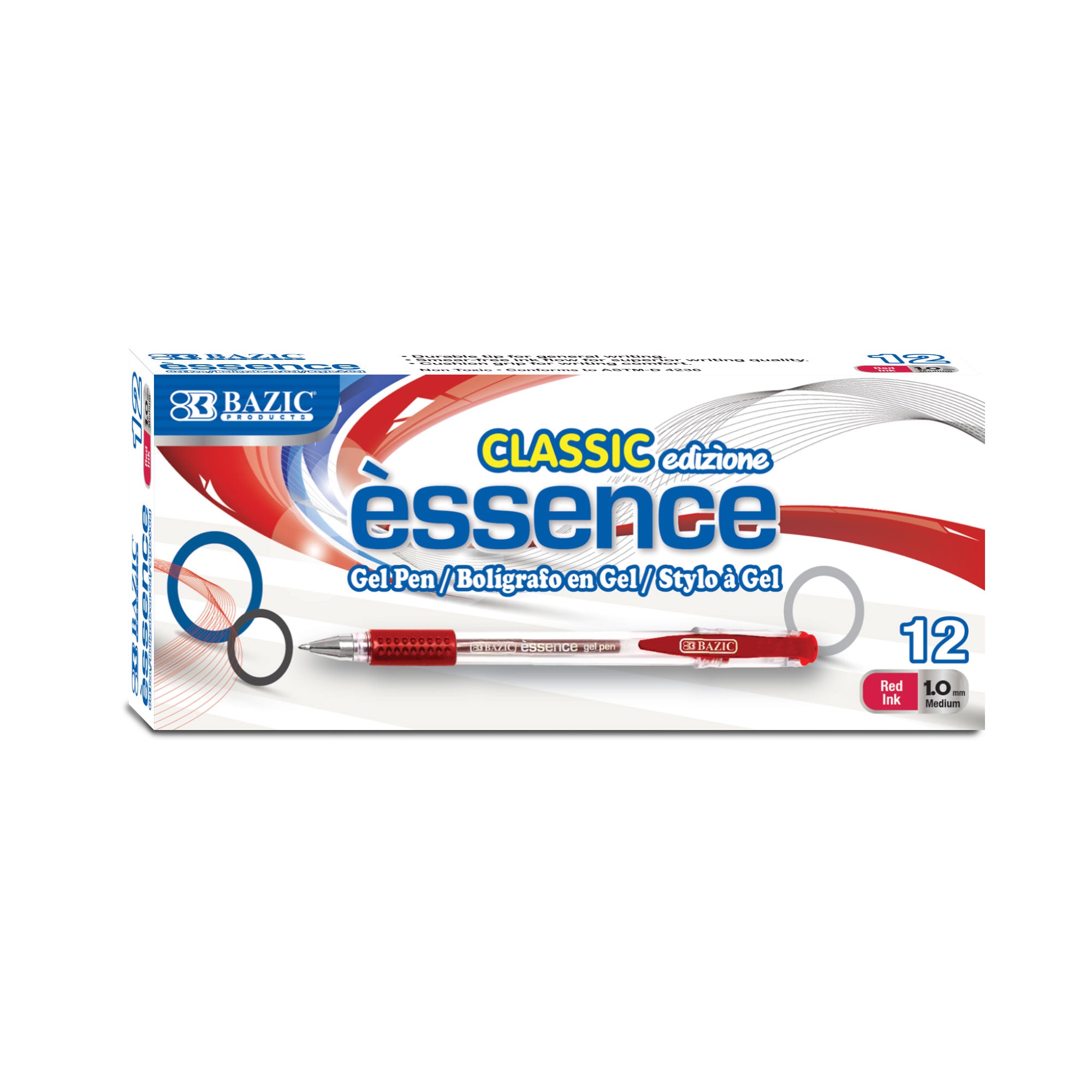 Bazic Essence Red Gel Pen with Cushion Grip